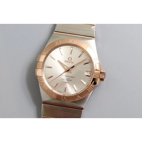 Omega Constellation 38mm SS/RG VSF 1:1 Best Edition Silver Dial Stick Markers on SS/RG Bracelet A8500 Super Clone Omega Constellation 38mm SS/RG VSF 1:1 Best Edition Silver Dial Stick Markers on SS/RG Bracelet A8500 Super Clone