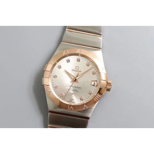 Omega Constellation 38mm SS/RG VSF 1:1 Best Edition Silver Dial Diamonds Markers on SS/RG Bracelet A8500 Super Clone Omega Constellation 38mm SS/RG VSF 1:1 Best Edition Silver Dial Diamonds Markers on SS/RG Bracelet A8500 Super Clone