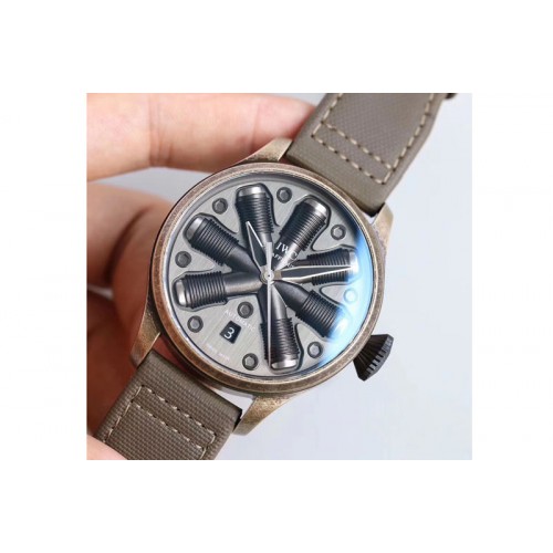 IWC Big Pilot Concept Edition Aged Case Black Dial on Brown Nylon Strap MIYOTA 8215 IWC Big Pilot Concept Edition Aged Case Black Dial on Brown Nylon Strap MIYOTA 8215