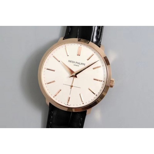 Patek Philippe Calatrava 5196 RG TWF White Dial on Black Leather Strap MIYOTA 9015 Patek Philippe Calatrava 5196 RG TWF White Dial on Black Leather Strap MIYOTA 9015