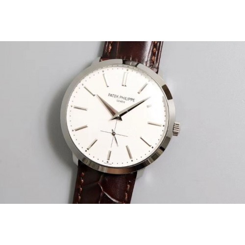 Patek Philippe Calatrava 5196 SS TWF White Dial on Brown Leather Strap MIYOTA 9015 Patek Philippe Calatrava 5196 SS TWF White Dial on Brown Leather Strap MIYOTA 9015