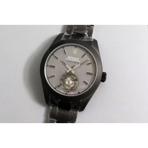 Rolex Milgauss 116400 Label Noir Tourbillion JB best Edtion PVD Gray Dial A3131 to Real Tourbillon