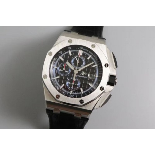 Audemars Piguet Royal Oak Offshore 44mm 26412PT SS JF 1:1 Best Edition Black/Blue Dial on Black Leather Strap A3126 Audemars Piguet Royal Oak Offshore 44mm 26412PT SS JF 1:1 Best Edition Black/Blue Dial on Black Leather Strap A3126