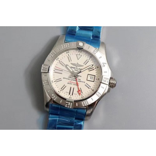Breitling Avenger GMT SS GF 1:1 Best Edition White Dial Stick Markers on SS Bracelet A2836