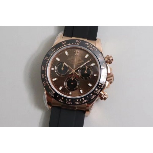 Rolex Daytona 116515 RG JHF Best Edition Brown Dial on Black Rubber Strap A4130