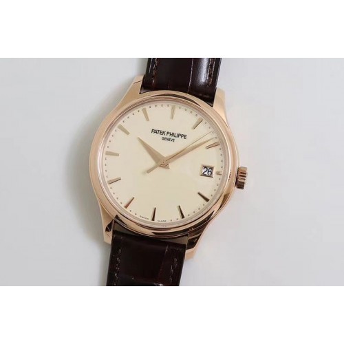 Patek Philippe Calatrava 5227R RG ZF 1:1 Best Edition White Dial on Brown Leather Strap A324CS Patek Philippe Calatrava 5227R RG ZF 1:1 Best Edition White Dial on Brown Leather Strap A324CS