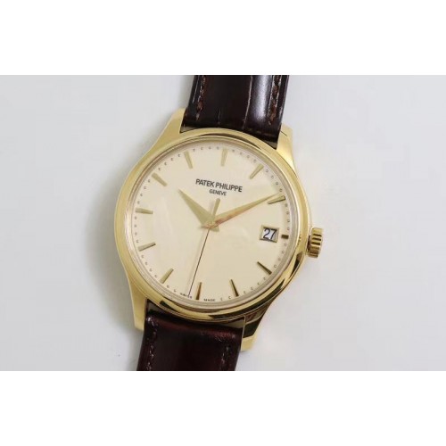 Patek Philippe Calatrava 5227J YG ZF 1:1 Best Edition White Dial on Brown Leather Strap A324CS Patek Philippe Calatrava 5227J YG ZF 1:1 Best Edition White Dial on Brown Leather Strap A324CS