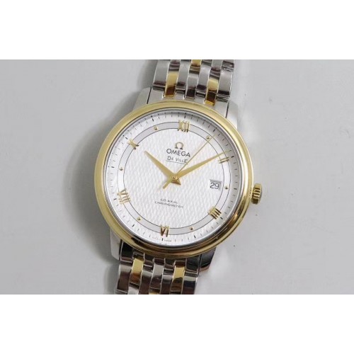 Omega De Ville SS/YG TWF 1:1 Best Edition White Dial YG Markers on SS/YG Bracelet A2824 Omega De Ville SS/YG TWF 1:1 Best Edition White Dial YG Markers on SS/YG Bracelet A2824