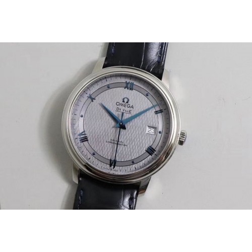 Omega De Ville SS/LE TWF 1:1 Best Edition Gray Dial Blue Markers on Black Leather Strap A2824 Omega De Ville SS/LE TWF 1:1 Best Edition Gray Dial Blue Markers on Black Leather Strap A2824