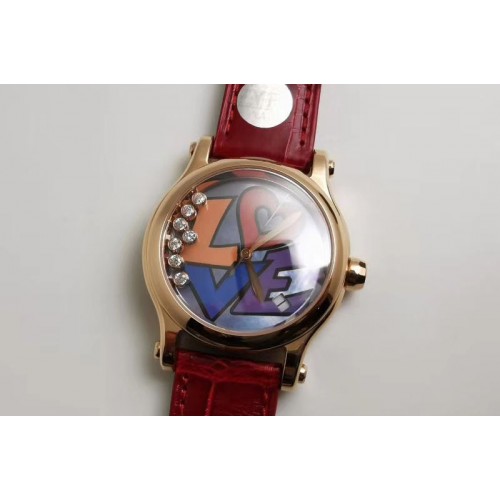 Chopard Happy Love 278559 36MM YF Best Edtion RG/LE Brown Leather Strap Automatic Movement