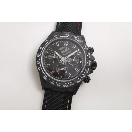 Rolex DiW NTPT Carbon Daytona Black Dial on Black Fabric Strap A7750 Watches Rolex DiW NTPT Carbon Daytona Black Dial on Black Fabric Strap A7750 Watches