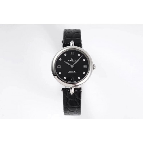 Ladies Omega 424.13.27.60.55.001 De Ville Prestige GS Best Edtion SS/LE Black Dial Black Strap Swiss Quartz Watches