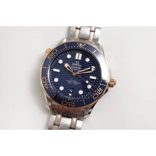 Omega 2018 Seamaster Diver 300M SS/RG VSF 1:1 Best Edition RG Bezel Blue Dial on SS/RG Bracelet A8800 Omega 2018 Seamaster Diver 300M SS/RG VSF 1:1 Best Edition RG Bezel Blue Dial on SS/RG Bracelet A8800