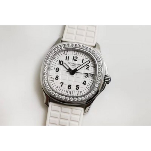 Patek Philippe Aquanaut 5068 SS PPF 1:1 Best Edition White Textured Dial on White Rubber Strap 324CS