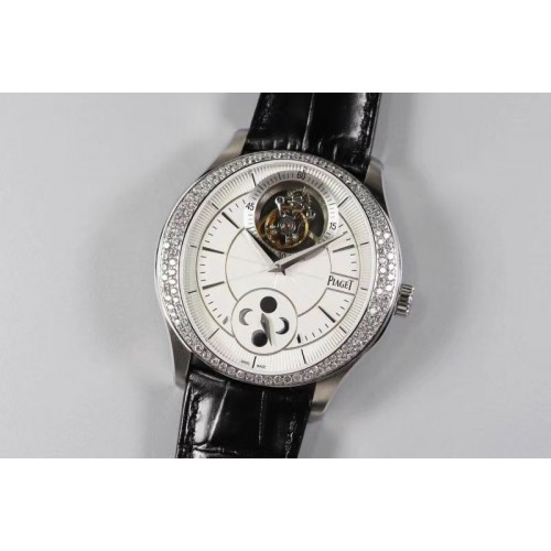 Piaget Black Tie Gouverneur Tourbillon Moonphase R8 Factory SS/LE Diamond Bezel White Dial Cal.642P