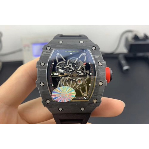 Richard Mille RM035-02 New Forge Carbon Pattern 'Z' Maker Best Edition Skeleton Dial on Black Rubber Strap MIYOTA8215