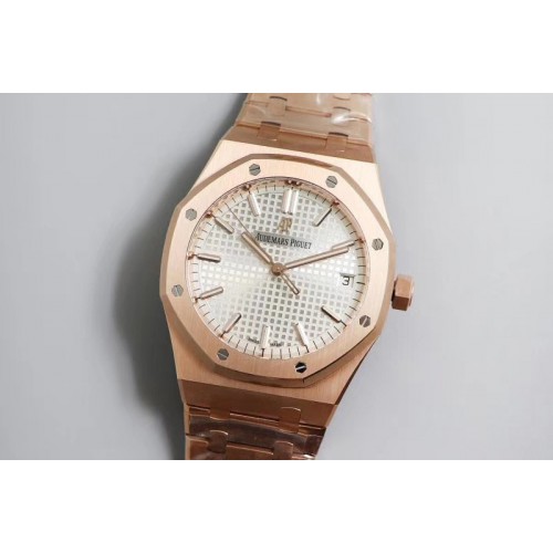 Audemars Piguet Royal Oak 41mm 15500 RG OMF 1:1 Best Edition White Textured Dial on RG Bracelet MIYOTA 9015