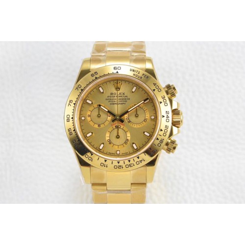 Rolex Daytona 116508 YG Noob 1:1 Best Edition 904L SS Case and Bracelet Yellow Gold Dial SA4130
