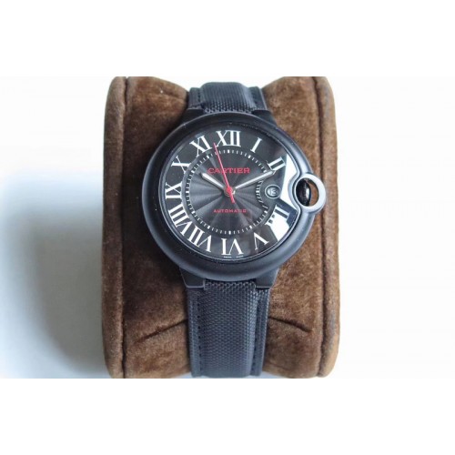 Cartier Ballon Bleu 42mm PVD TW 1:1 Best Edition Black Texture Dial on Black Nylon Strap A2892 Cartier Ballon Bleu 42mm PVD TW 1:1 Best Edition Black Texture Dial on Black Nylon Strap A2892