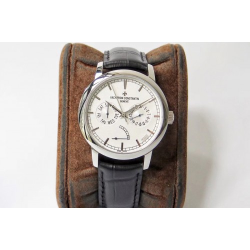 Vacheron Constantin Traditionnelle Day Date SS OXF Best Edition White Dial on Black Leather Strap A23J