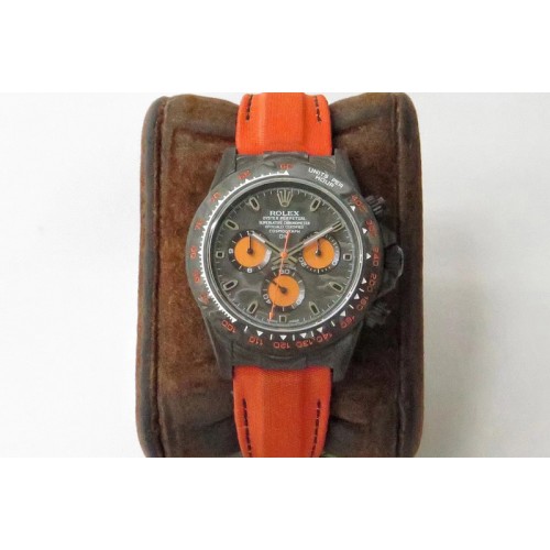 Rolex Daytona DIW TWF Best Edition Carbon Case and Bezel Black/Orange Dial on Orange Nylon Strap A7750 Rolex Daytona DIW TWF Best Edition Carbon Case and Bezel Black/Orange Dial on Orange Nylon Strap A7750