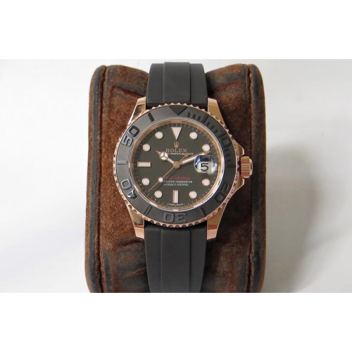 Rolex Yacht-Master 116655 VRF 1:1 Best Edition 3D Black Ceramic Bezel on Black Rubber Strap SA3135 (Free Extra Strap)