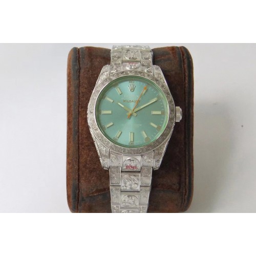 Rolex Milgauss 116400 GV Real Green Sapphire 904L DJF 1:1 Best Edition Engraved Case Blue Dial on 904L SS Bracelet A2824