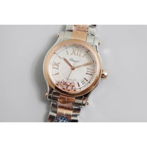Chopard Happy Sport Diamond Automatic SS/RG 36mm YF Best Edtion White Dial on SS Bracelet A2892
