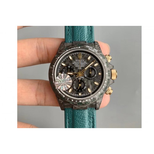 Rolex Daytona DIW Carbon Case WWF Best Edition Black Dial on Green Nylon Strap A7750