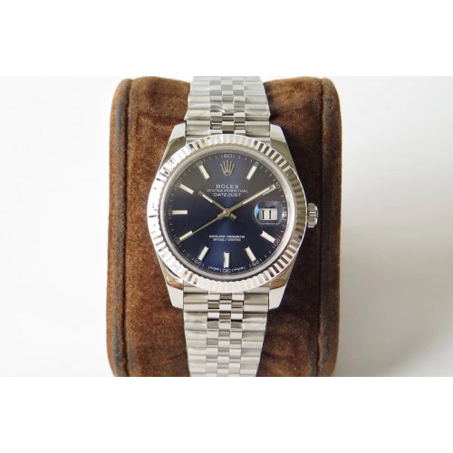 Rolex DateJust 41 126334 SS REF 1:1 Best Edition Blue Dial Stick Markers on Jubilee Bracelet A3235 Clone