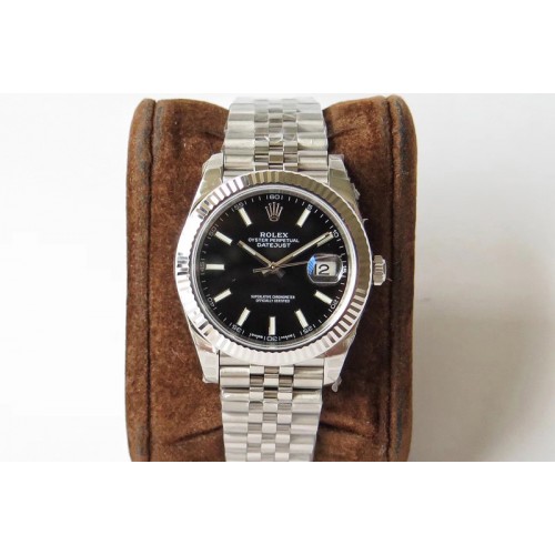 Rolex DateJust 41 126334 SS REF 1:1 Best Edition Black Dial Stick Markers on Jubilee Bracelet A3235 Clone