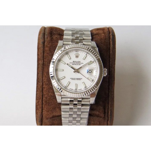 Rolex DateJust 41 126334 SS REF 1:1 Best Edition White Dial Stick Markers on Jubilee Bracelet A3235 Clone