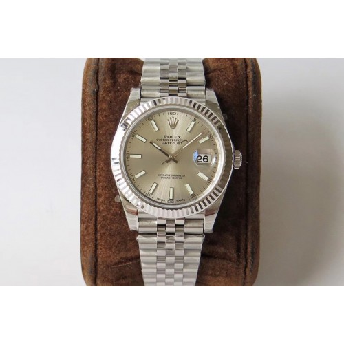 Rolex DateJust 41 126334 SS REF 1:1 Best Edition Silver Dial Stick Markers on Jubilee Bracelet A3235 Clone