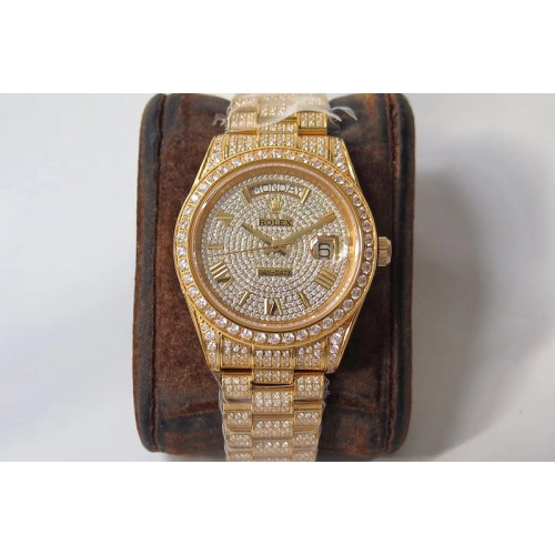 Rolex Day-date II 40mm 904L Rose Gold TW Best Edtion Diamond Bezel Full Dimaond Case and Bracelet A2836