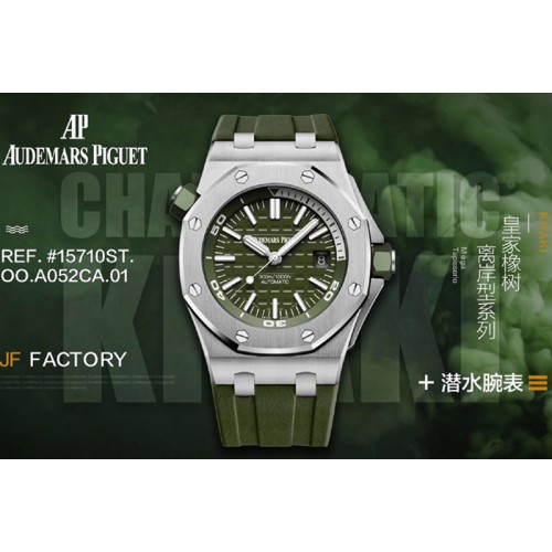 Audemars Piguet Royal Oak Offshore Diver Green 15710 JF 1:1 Best Edition on Green Rubber Strap A3120
