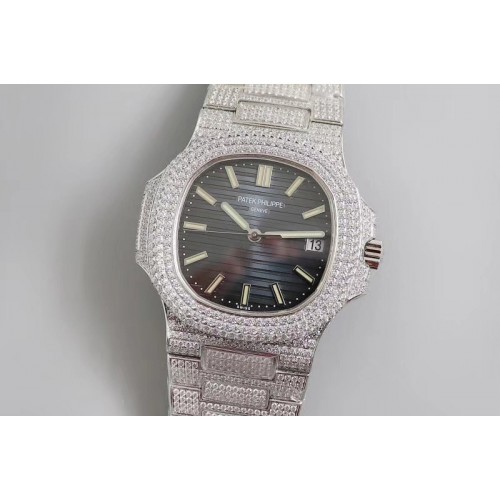 Patek Philippe Nautilus Jumbo 5711 SS R8 Best Edtion Blue Dial Full Diamonds Case and Bracelet A324