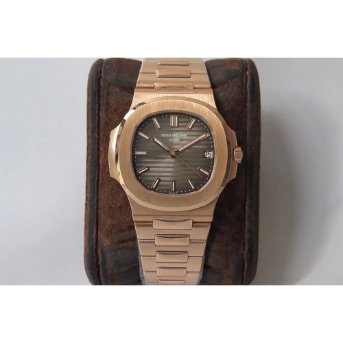Patek Philippe Nautilus 5711 RG PPF 1:1 Best Edition Brown Textured Dial on RG Bracelet 324CS (Free box)