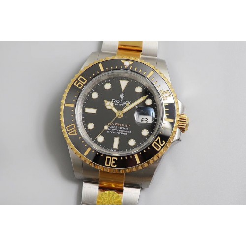 Rolex Sea-Dweller Two Tone SS/YG Wrapped 126603 D1 Best Edition Black Dial on SS/Wrapped Bracelet A2836 Rolex Sea-Dweller Two Tone SS/YG Wrapped 126603 D1 Best Edition Black Dial on SS/Wrapped Bracelet A2836