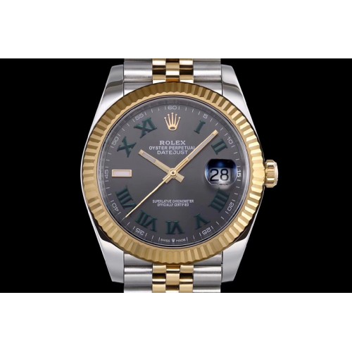 Rolex DateJust 41 SS/YG 126334 DJF Best Edition 904L Steel Gray Dial Roman Markers on SS/YG Jubilee Bracelet A2824
