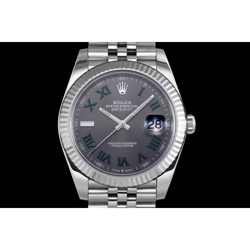 Rolex DateJust 41 SS 126334 DJF Best Edition 904L Steel Gray Dial Roman Markers on Jubilee Bracelet A2824