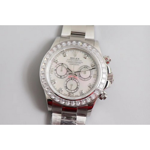 Rolex Daytona SS JHF Best Edition White Dial Diamonds Bezel on SS Bracelet A4130 Rolex Daytona SS JHF Best Edition White Dial Diamonds Bezel on SS Bracelet A4130