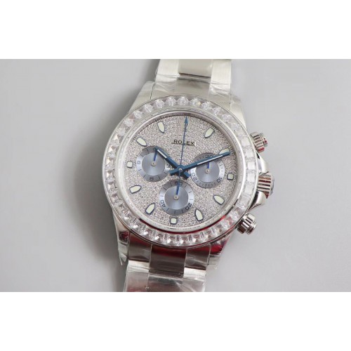 Rolex Daytona SS JHF Best Edition Diamonds/Blue Dial Diamonds Bezel on SS Bracelet A4130 Rolex Daytona SS JHF Best Edition Diamonds/Blue Dial Diamonds Bezel on SS Bracelet A4130