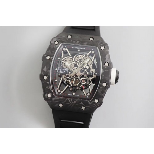 Richard Mille RM035-02 KVF Best Edition Skeleton Dial White on Black Rubber Strap MIYOTA8215 V3
