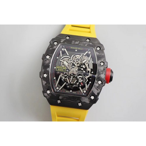 Richard Mille RM035-02 KVF Best Edition Skeleton Dial Red on Yellow Rubber Strap MIYOTA8215 V3