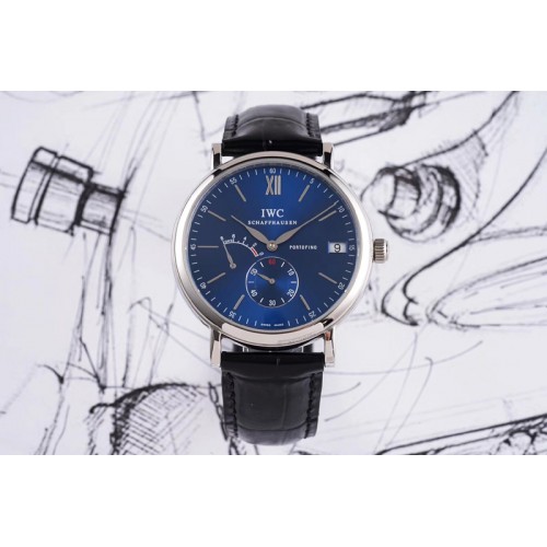 IWC Portofino Fake Power Reserve SS Blue Dial on Black Leather Strap A23J IWC Portofino Fake Power Reserve SS Blue Dial on Black Leather Strap A23J
