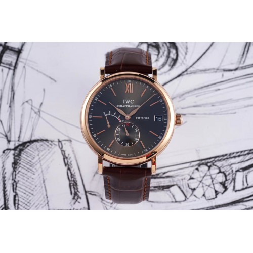 IWC Portofino Fake Power Reserve RG Gray Dial on Brown Leather Strap A23J IWC Portofino Fake Power Reserve RG Gray Dial on Brown Leather Strap A23J