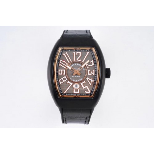 Franck Muller Vanguard V45 25th PVD ABF Best Edition Gray Dial on Black Leather Strap A2824 Franck Muller Vanguard V45 25th PVD ABF Best Edition Gray Dial on Black Leather Strap A2824