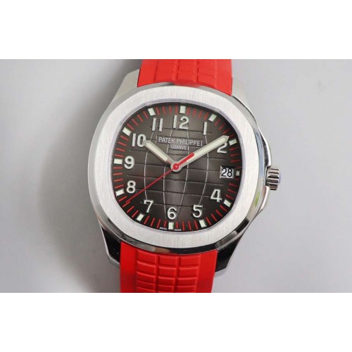 Patek Philippe Aquanaut 5167A Singapore Edition SS ZF 1:1 Best Edition Red Second Hand on Red Rubber Strap 324CS (Free box)