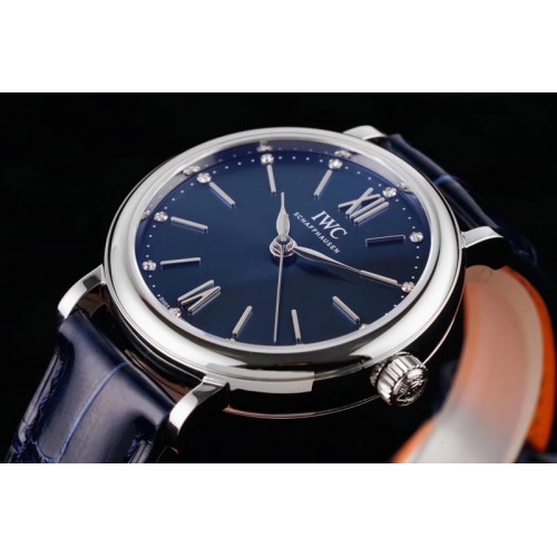 IWC Portofino Automatic 34mm SS IW357405 TBF 1:1 Best Edtiion Blue Dial Black Croco Strap Cal.35100