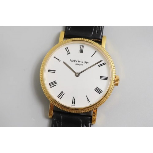 Patek Philippe Calatrava 5120G YG TW Best Edtion White Dial on Black Leather Strap Cal.240